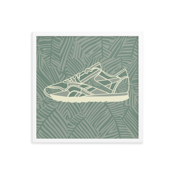 Leafy Pattern Sneaker with Leafy Background - (Framed)