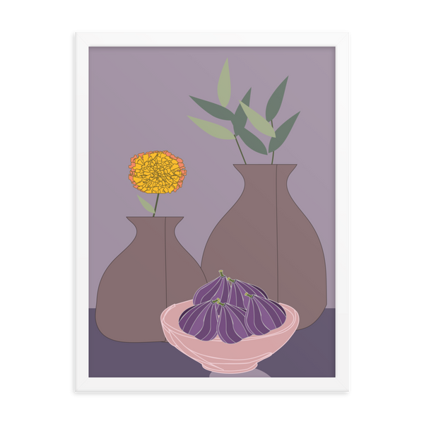 Figs and Purple Hues Still Life - (Framed)