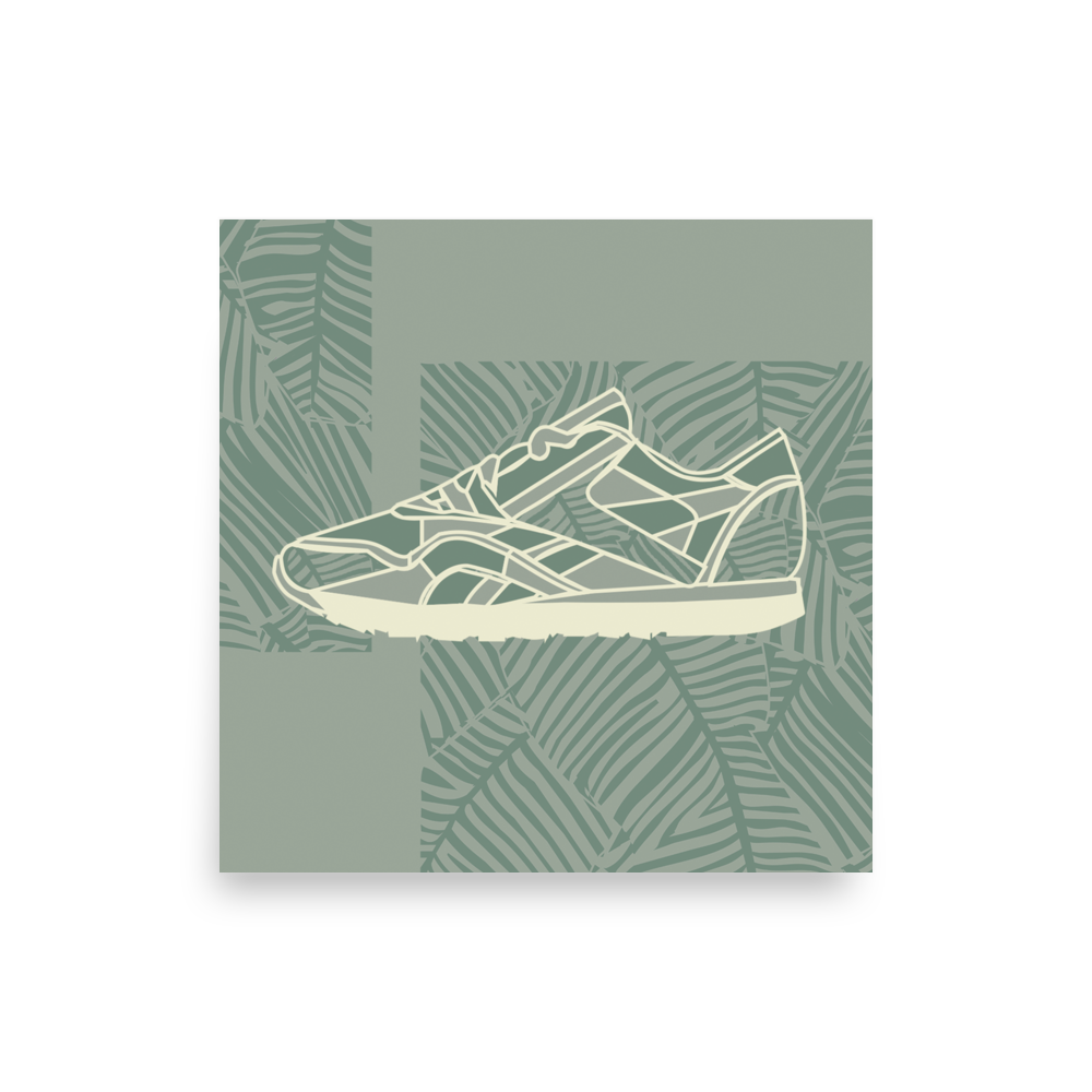 Leafy Pattern Sneaker with Light Green Background