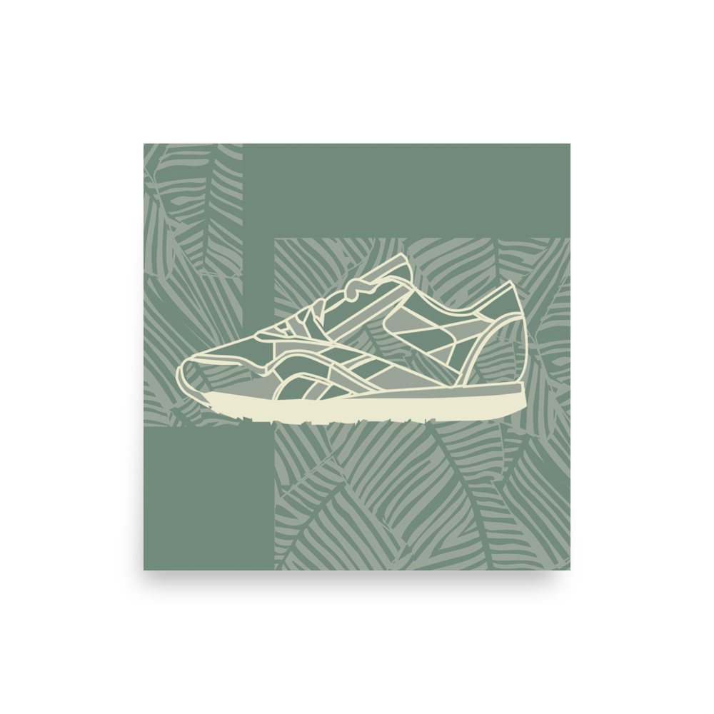 Leafy Pattern Sneaker with Dark Green Background