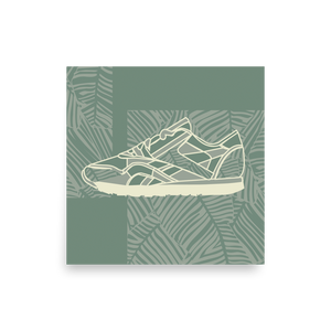 Leafy Pattern Sneaker with Dark Green Background