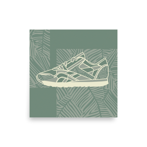 Leafy Pattern Sneaker with Dark Green Background