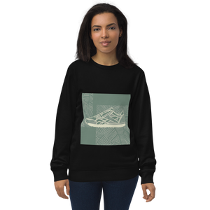 Leafy Pattern Sneaker with Dark Green Background - Unisex organic sweatshirt