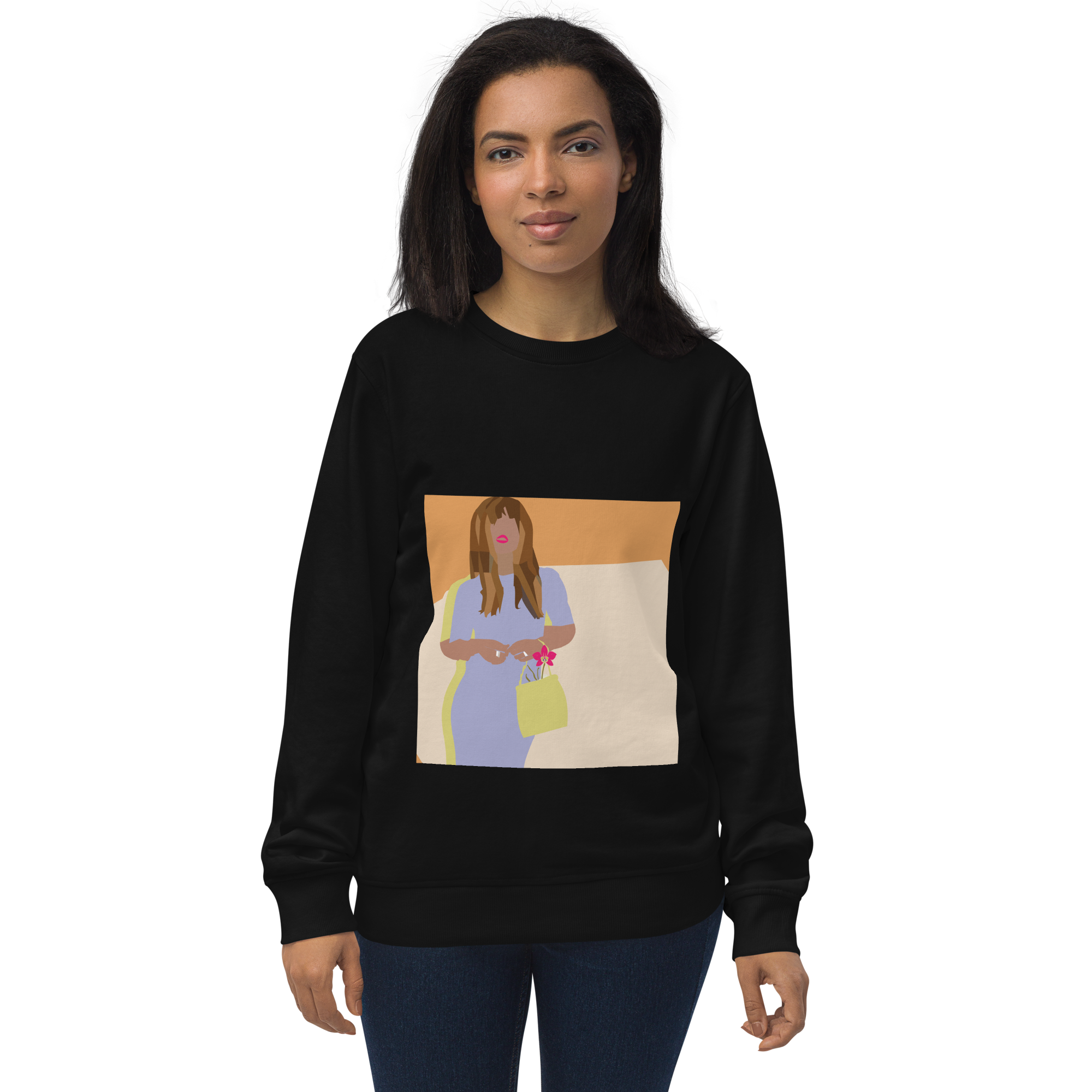 Pink and Orange Color Blocking Orchid - Unisex Organic Sweatshirt