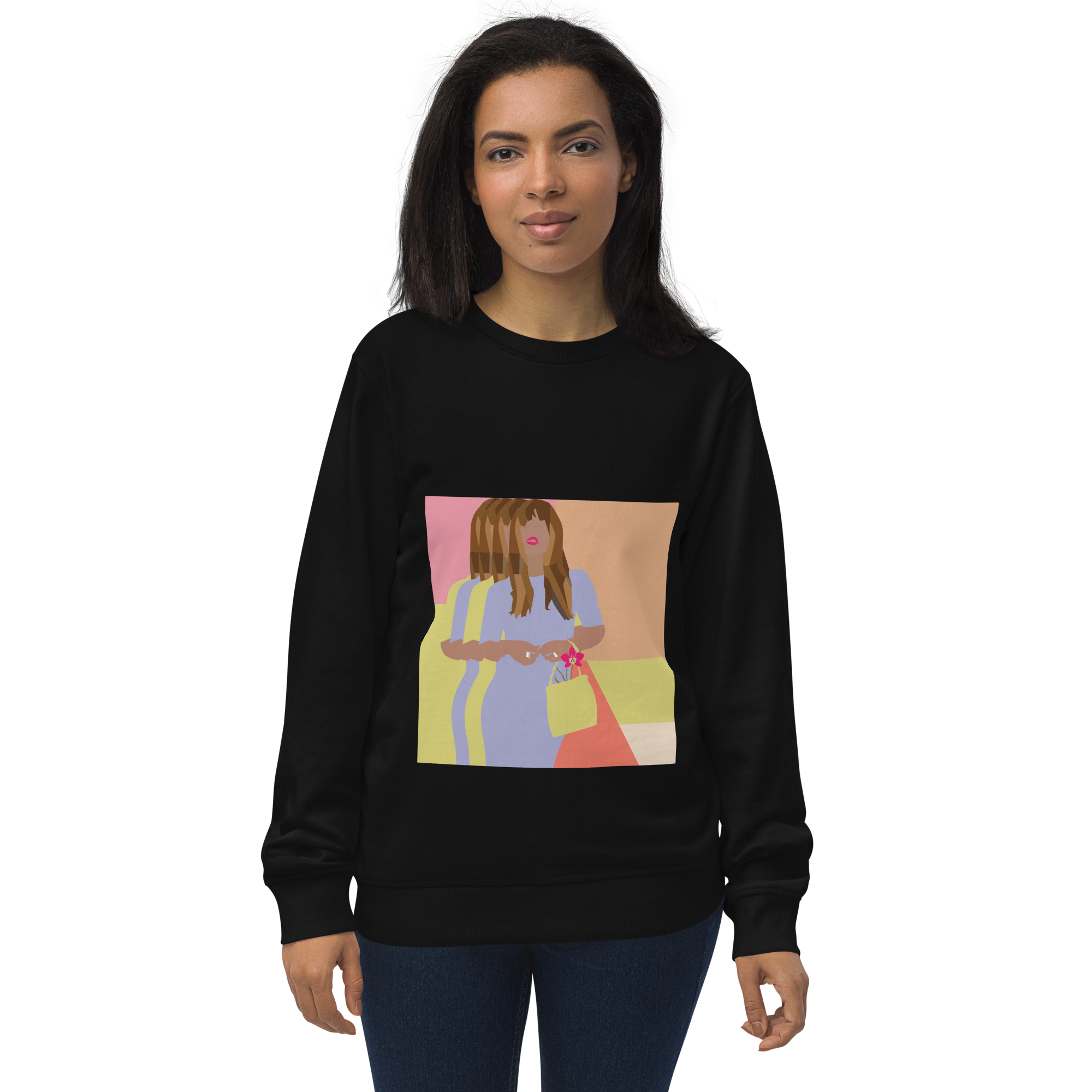 Bright Yellow, Pink, & Orange Color Blocking Orchid - Unisex organic sweatshirt