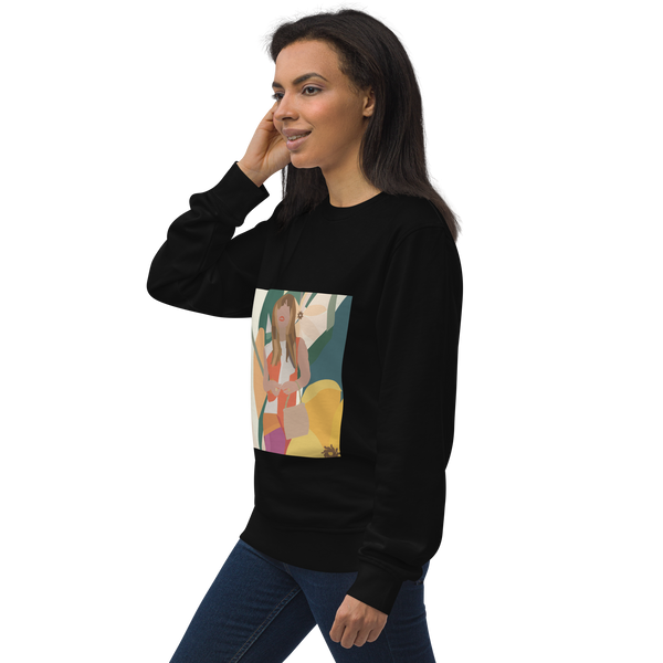 Yellow Poppy & Floral Abstract Background Unisex Organic Sweatshirt