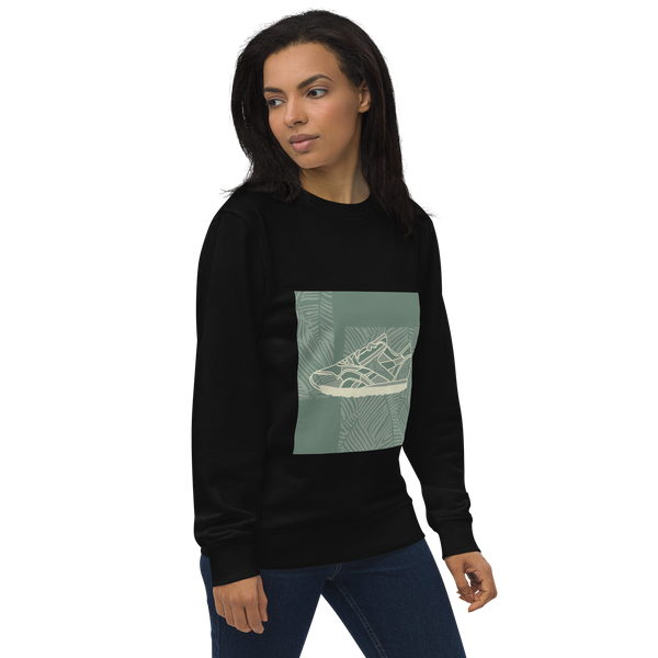 Leafy Pattern Sneaker with Dark Green Background - Unisex organic sweatshirt