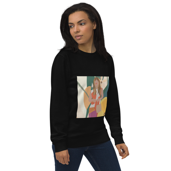 Yellow Poppy & Floral Abstract Background Unisex Organic Sweatshirt