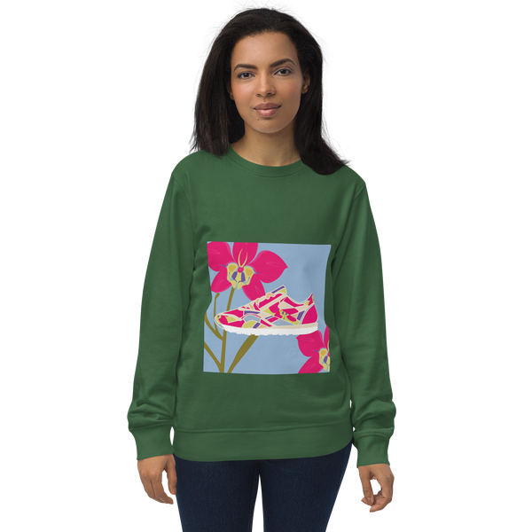 Orchid Sneaker Purple Background - Unisex organic sweatshirt