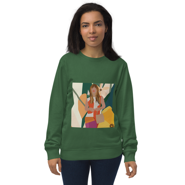 Yellow Poppy & Floral Abstract Background Unisex Organic Sweatshirt