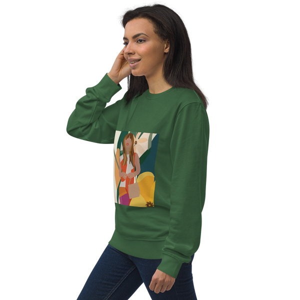 Yellow Poppy & Floral Abstract Background Unisex Organic Sweatshirt