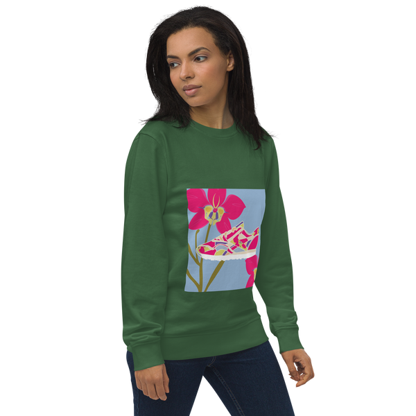 Orchid Sneaker Purple Background - Unisex organic sweatshirt