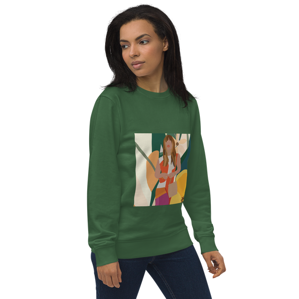 Yellow Poppy & Floral Abstract Background Unisex Organic Sweatshirt