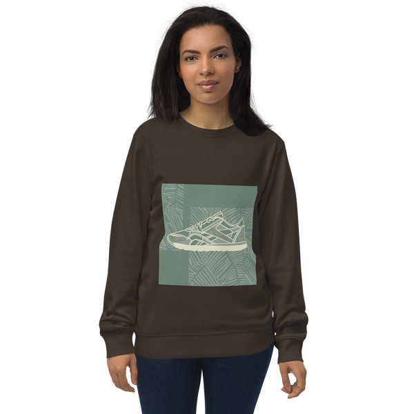 Leafy Pattern Sneaker with Dark Green Background - Unisex organic sweatshirt