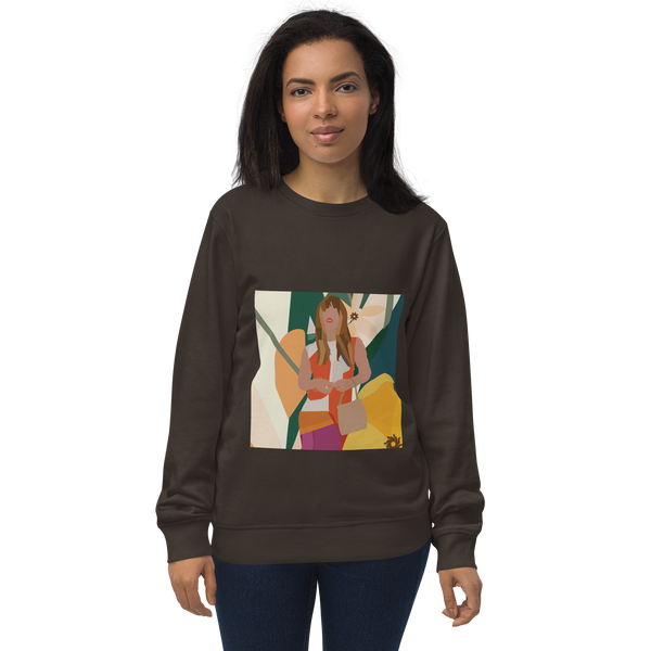 Yellow Poppy & Floral Abstract Background Unisex Organic Sweatshirt