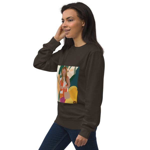 Yellow Poppy & Floral Abstract Background Unisex Organic Sweatshirt