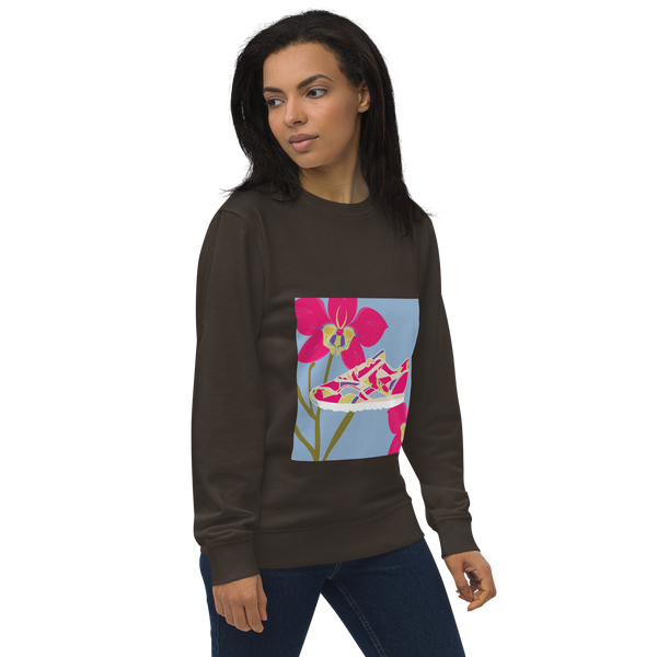 Orchid Sneaker Purple Background - Unisex organic sweatshirt