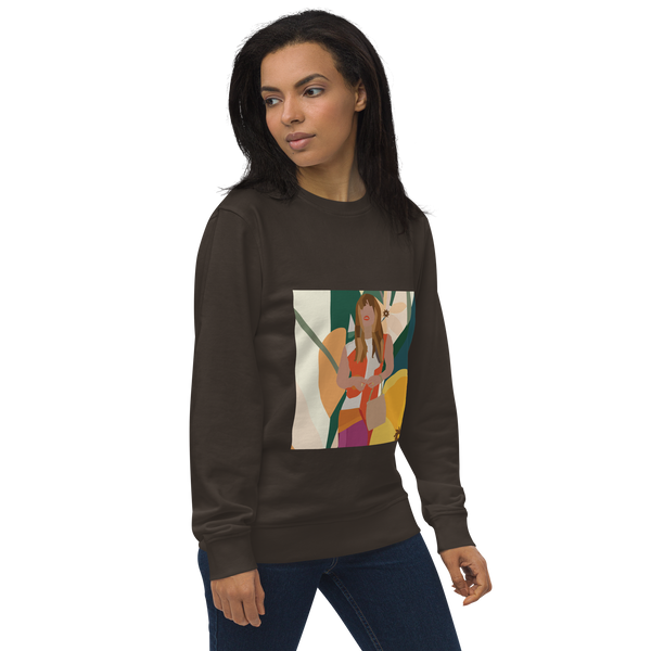 Yellow Poppy & Floral Abstract Background Unisex Organic Sweatshirt