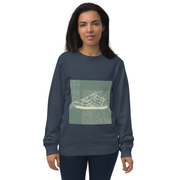 Leafy Pattern Sneaker with Dark Green Background - Unisex organic sweatshirt