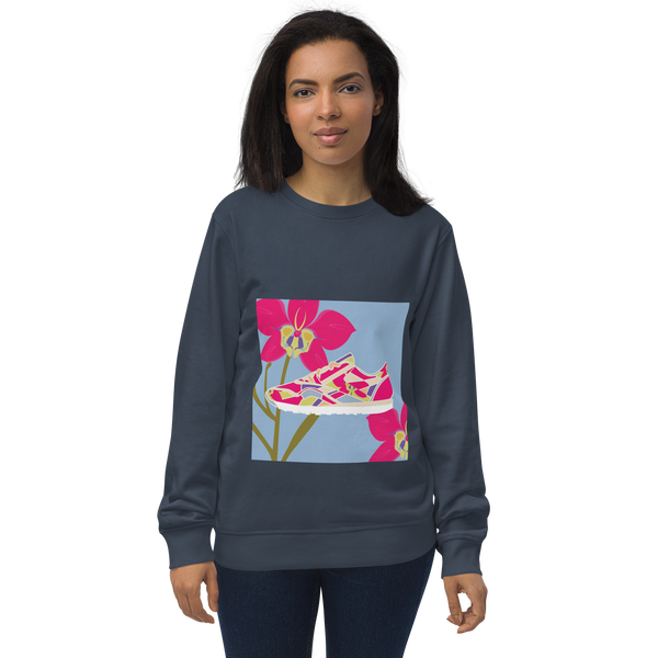 Orchid Sneaker Purple Background - Unisex organic sweatshirt