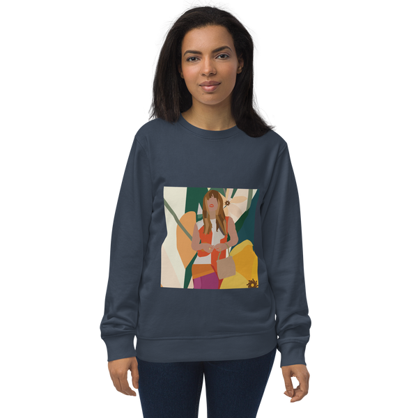 Yellow Poppy & Floral Abstract Background Unisex Organic Sweatshirt