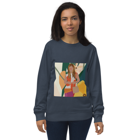 Yellow Poppy & Floral Abstract Background Unisex Organic Sweatshirt