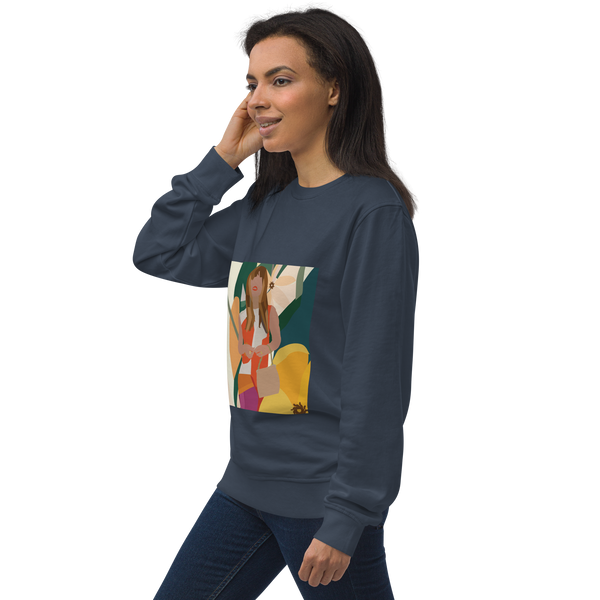 Yellow Poppy & Floral Abstract Background Unisex Organic Sweatshirt