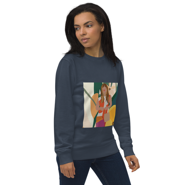 Yellow Poppy & Floral Abstract Background Unisex Organic Sweatshirt