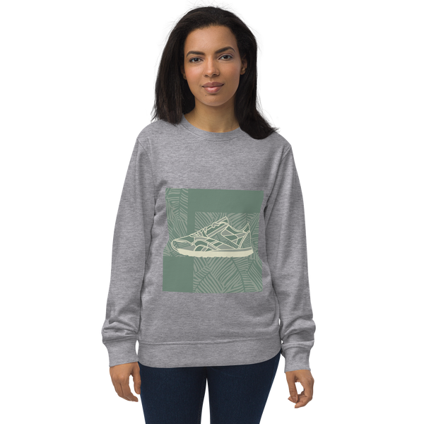 Leafy Pattern Sneaker with Dark Green Background - Unisex organic sweatshirt