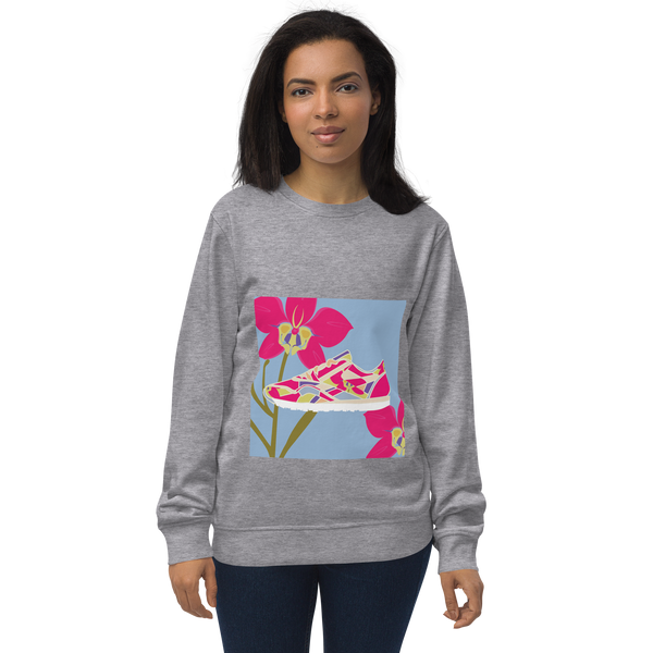 Orchid Sneaker Purple Background - Unisex organic sweatshirt