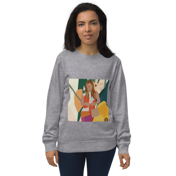 Yellow Poppy & Floral Abstract Background Unisex Organic Sweatshirt