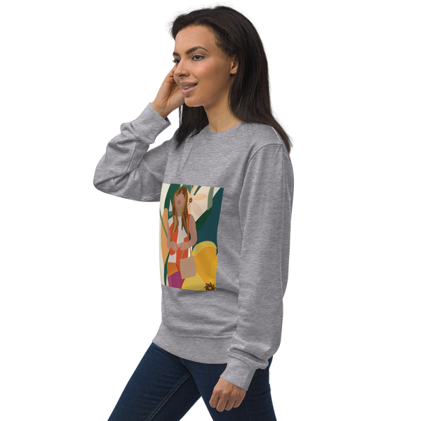 Yellow Poppy & Floral Abstract Background Unisex Organic Sweatshirt