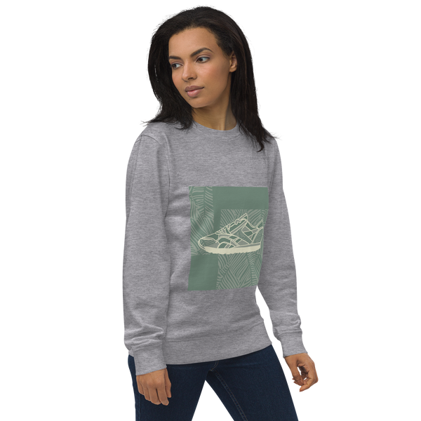 Leafy Pattern Sneaker with Dark Green Background - Unisex organic sweatshirt