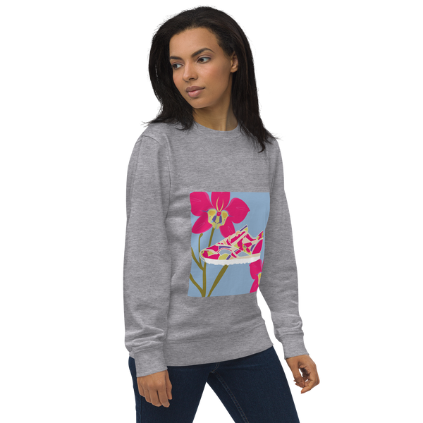 Orchid Sneaker Purple Background - Unisex organic sweatshirt