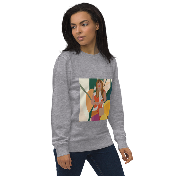 Yellow Poppy & Floral Abstract Background Unisex Organic Sweatshirt