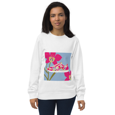 Orchid Sneaker Purple Background - Unisex organic sweatshirt