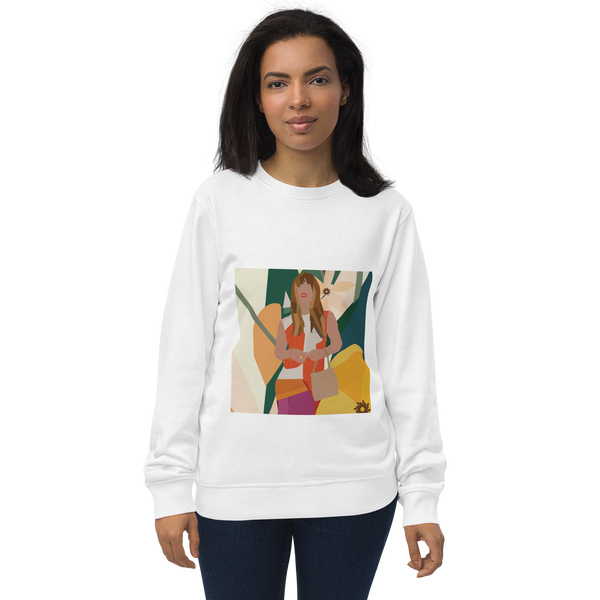 Yellow Poppy & Floral Abstract Background Unisex Organic Sweatshirt