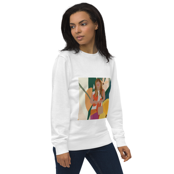 Yellow Poppy & Floral Abstract Background Unisex Organic Sweatshirt