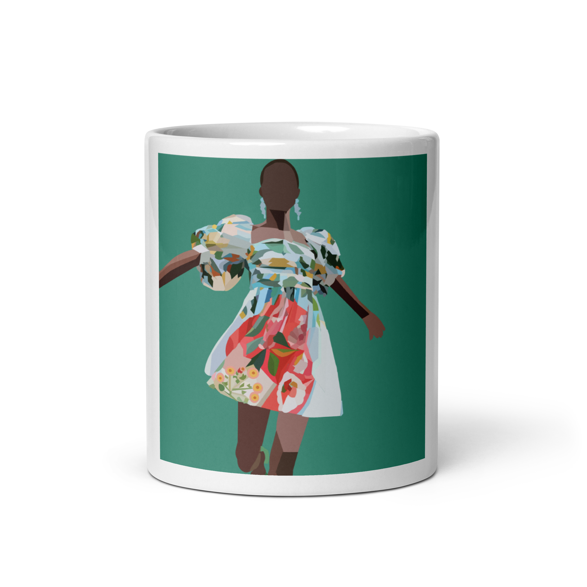 Springs Here! - Solid Green Background - (White glossy mug)