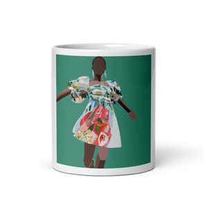 Springs Here! - Solid Green Background - (White glossy mug)