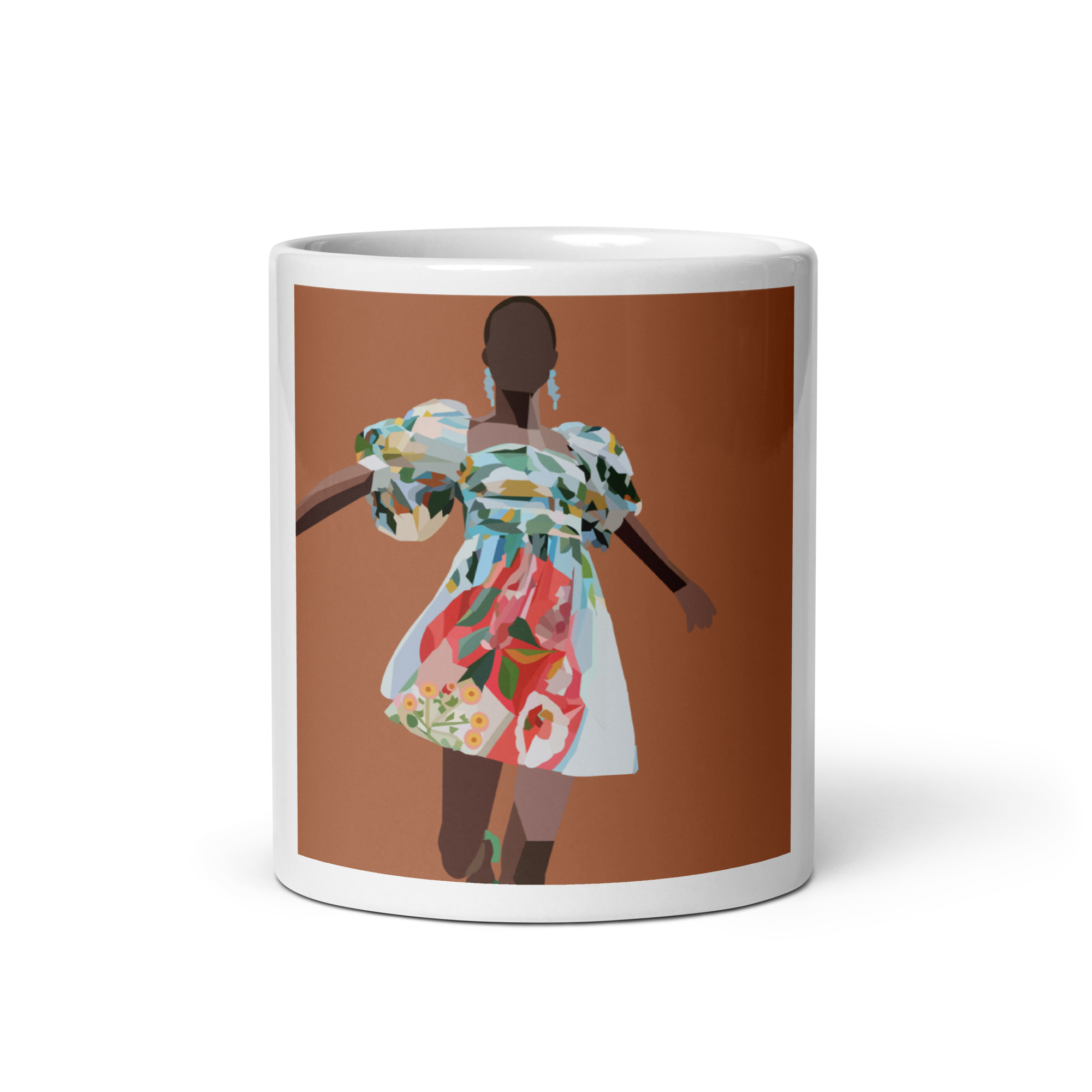 Springs Here! - Soild Brown Background - (White glossy mug)