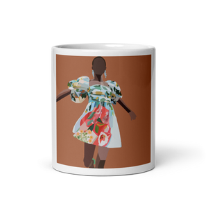 Springs Here! - Soild Brown Background - (White glossy mug)