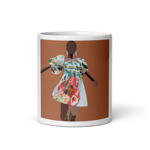 Springs Here! - Soild Brown Background - (White glossy mug)