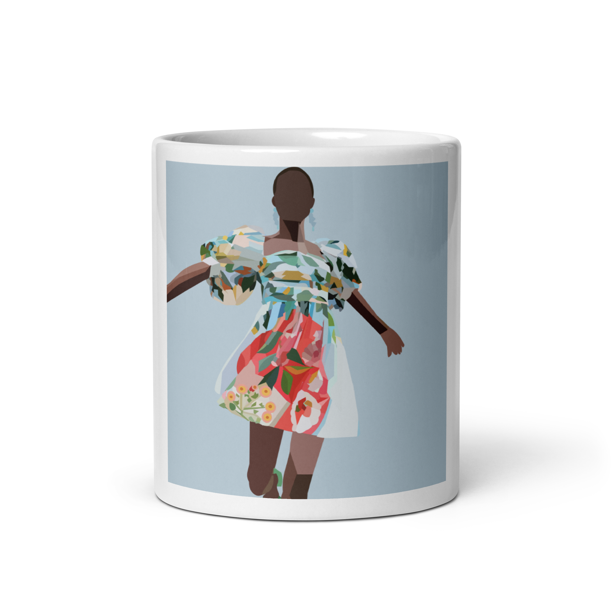 Springs Here! - Solid Blue Background - (White glossy mug)