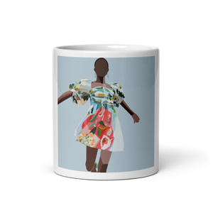 Springs Here! - Solid Blue Background - (White glossy mug)