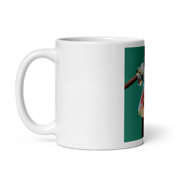 Springs Here! - Solid Green Background - (White glossy mug)