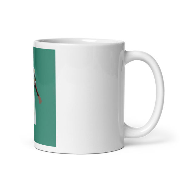 Springs Here! - Solid Green Background - (White glossy mug)