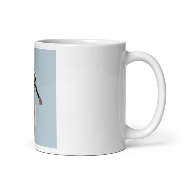 Springs Here! - Solid Blue Background - (White glossy mug)