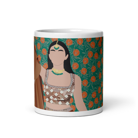 Marigolds & Lenghas - (White glossy mug)