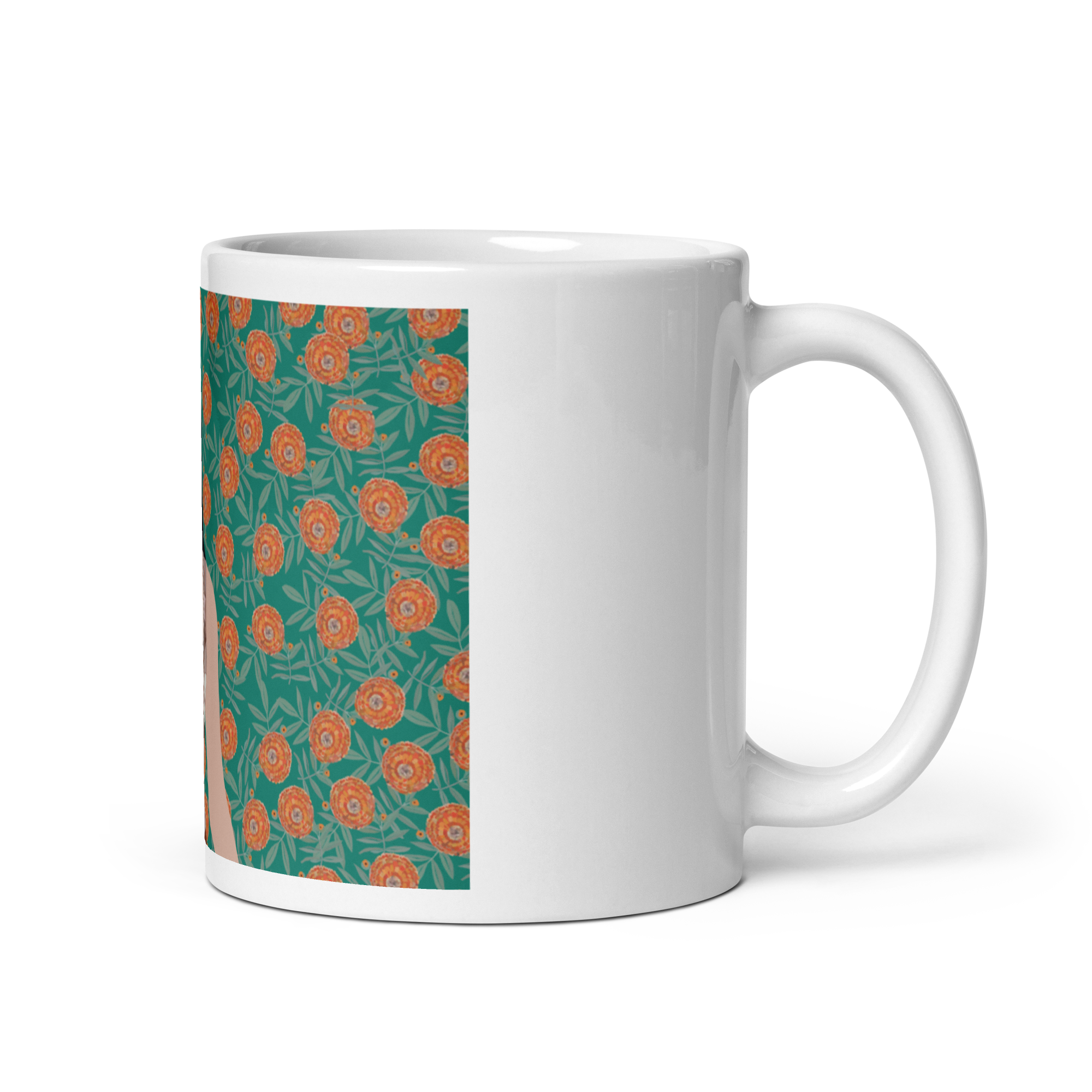 Marigolds & Lenghas - (White glossy mug)